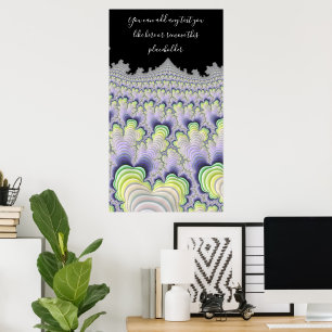 Fractale Abstracte Pastel Gestreepte Lagen met Cit Poster
