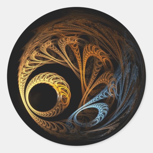 fractale bal ronde sticker (Voorkant)