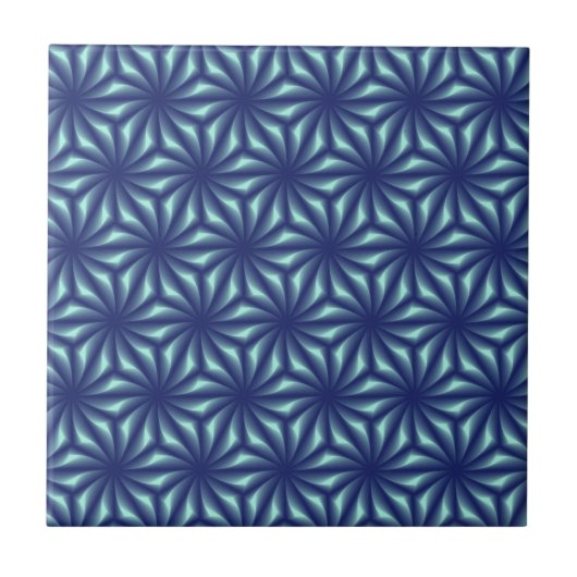 Fractale Blauw Marine Tegeltje (Voorkant)