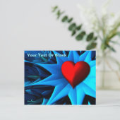 Fractale Blauwe Hart Bloem Briefkaart (Staand voorkant)