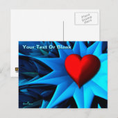 Fractale Blauwe Hart Bloem Briefkaart (Voorkant / Achterkant)
