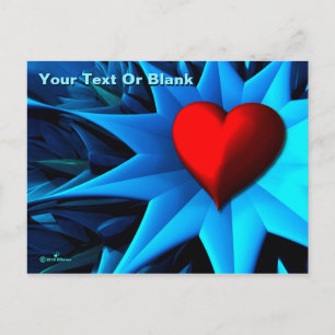 Fractale Blauwe Hart Bloem Briefkaart