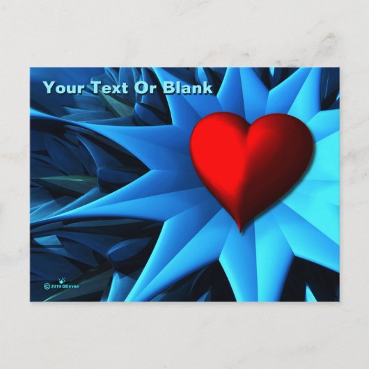 Fractale Blauwe Hart Bloem Briefkaart (Voorkant)