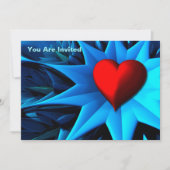 Fractale Blauwe Hart Bloem Kaart (Voorkant)