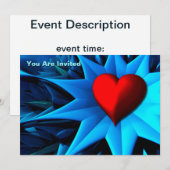 Fractale Blauwe Hart Bloem Kaart (Voorkant / Achterkant)