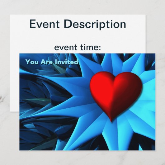 Fractale Blauwe Hart Bloem Kaart (Voorkant / Achterkant)