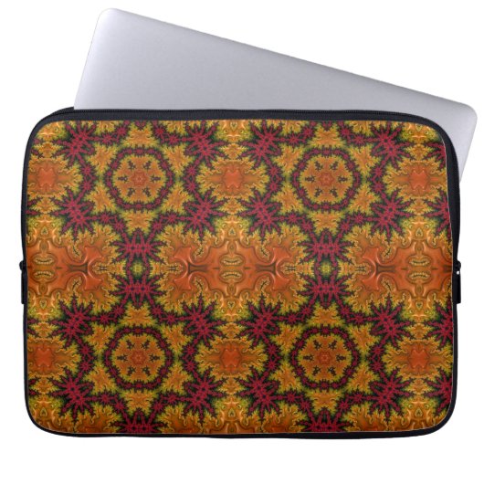 Fractale bloei in herfstkleuren laptop sleeve (Voorkant)