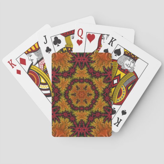 Fractale bloei in herfstkleuren pokerkaarten (Achterkant)