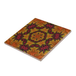 Fractale bloei in herfstkleuren tegeltje