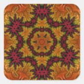 Fractale bloei in herfstkleuren vierkante sticker (Voorkant)