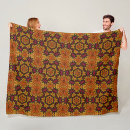Fractale bloem in herfsttinten fleece deken