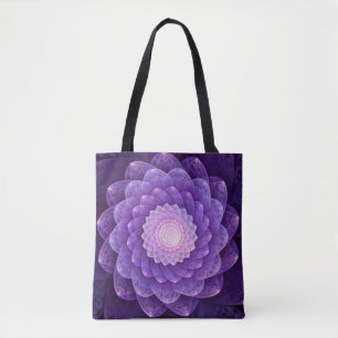 Fractale Bloem in Paars Tote Bag