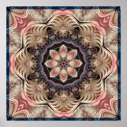 Fractale Bloem Kaleidoscoop Poster (Voorkant)