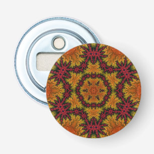 Fractale Bloom in Herfsttinten Flesopener Button Flesopener