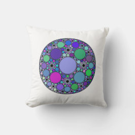 Fractale cirkels in Paarse roze blauw groen Kussen