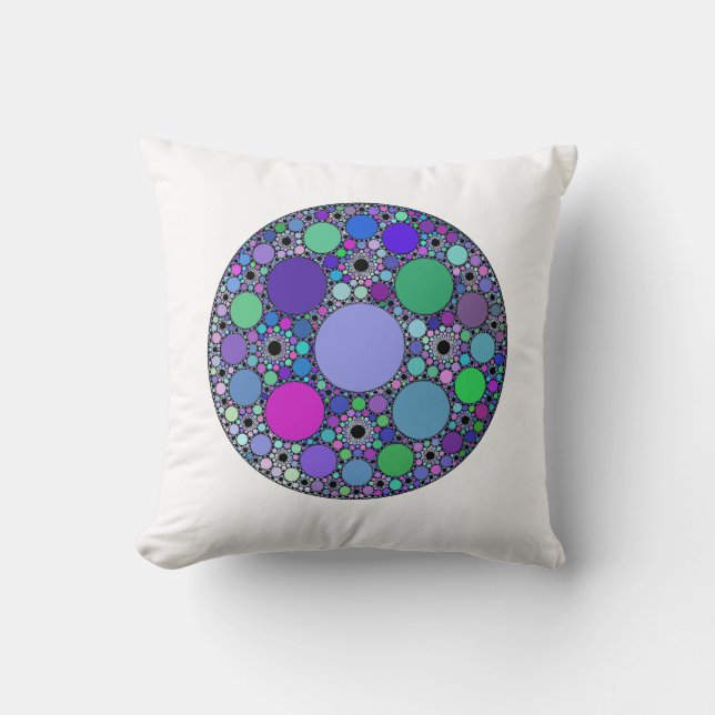 Fractale cirkels in Paarse roze blauw groen Kussen (Voorkant)