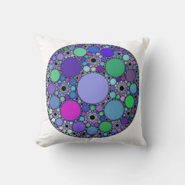 Fractale cirkels in Paarse roze blauw groen Kussen