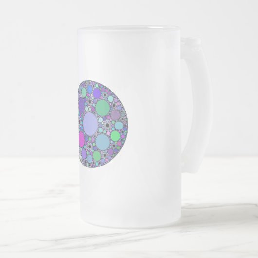 Fractale cirkels in Paarse roze blauw groen Matglas Bierpul (Voorkant rechts)