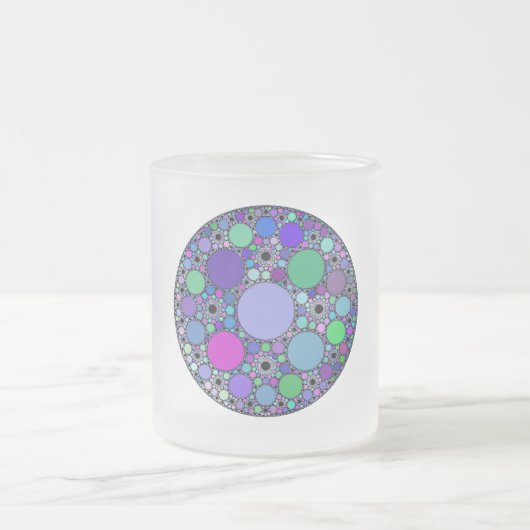Fractale cirkels in Paarse roze blauw groen Matglas Koffiemok (Center)