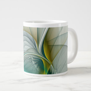 Fractale evolutie, gouden turquoise abstracte kuns grote koffiekop