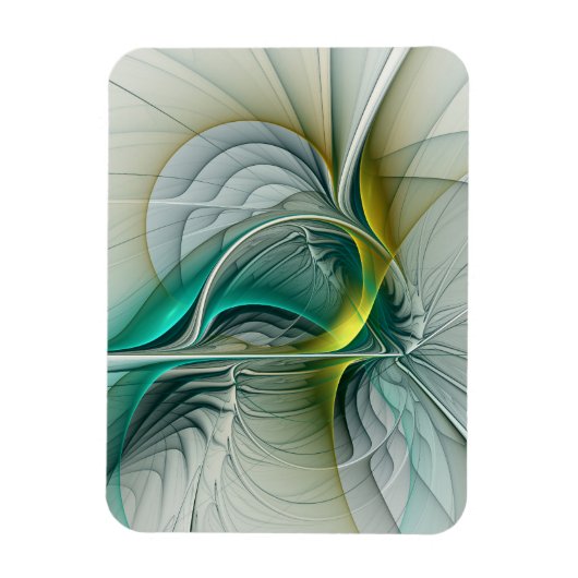 Fractale evolutie, gouden turquoise abstracte kuns magneet (Verticaal)