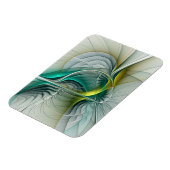 Fractale evolutie, gouden turquoise abstracte kuns magneet (Linkerzijde)