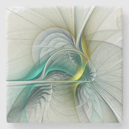 Fractale evolutie, gouden turquoise abstracte kuns stenen onderzetter