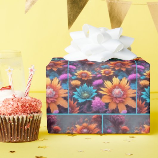 Fractale Fantasie Bloemen Cadeaupapier (Verjaardagsfeest)