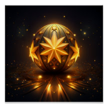 Fractale Fantasie Bronzen Bol Gouden Sterren