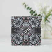 Fractale Fantasie Hemel Monogram Huwelijksuitnodig Kaart (Staand voorkant)