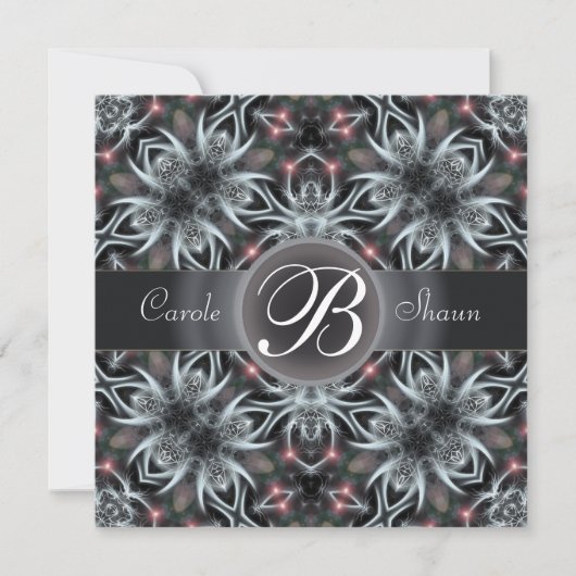 Fractale Fantasie Hemel Monogram Huwelijksuitnodig Kaart (Voorkant)