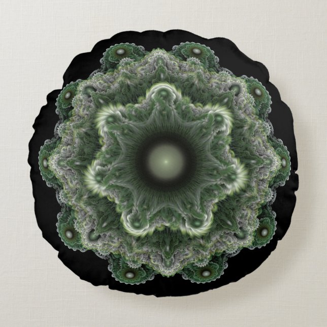 Fractale fantasie ornament rond kussen (Voorkant)