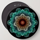Fractale flamboyante versiering ronde button 6,0 cm (Voorkant /achterkant)
