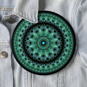 Fractale glanzende flamboyante ronde patroon button 6,0 cm