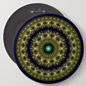 Fractale gloeiende ronde caleidoscopische patroon button 6,0 cm (Voorkant /achterkant)