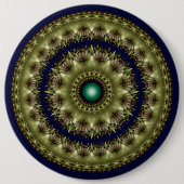 Fractale gloeiende ronde caleidoscopische patroon button 6,0 cm (Voorkant)