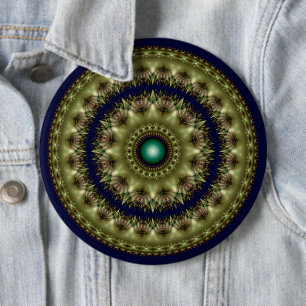 Fractale gloeiende ronde caleidoscopische patroon button 6,0 cm