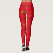 fractale gouden sterren, rode achtergrond leggings (Achterkant)