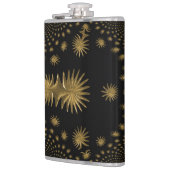 fractale gouden sterren, zwarte achtergrond heupfles (Links)