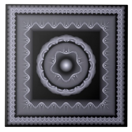Fractale grijze visionaire decoratie tegeltje (Voorkant)