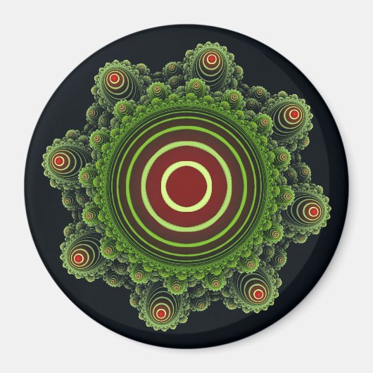 Fractale groene feeënornament magneet (Voorkant)