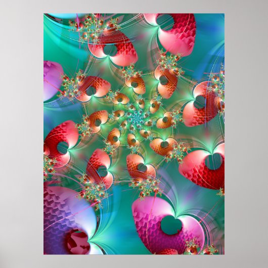 Fractale harten spiraal poster (Voorkant)