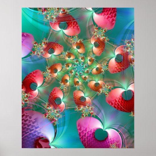 Fractale harten spiraal poster (Voorkant)