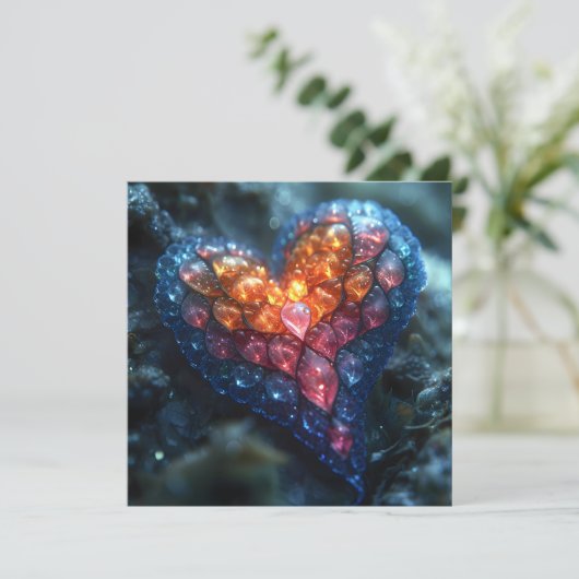 Fractale hartpatroon Kerstkaart (Staand voorkant)