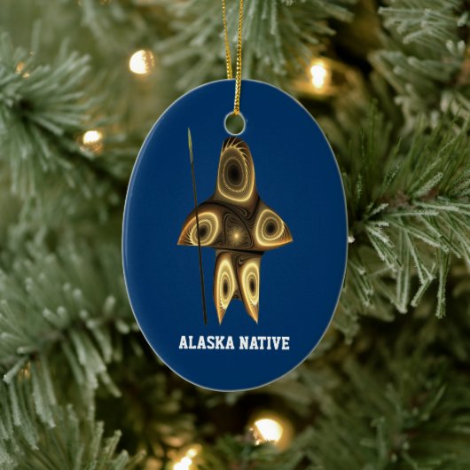 Fractale Inuit-jager - Alaska Native Keramisch Ornament (Boom)
