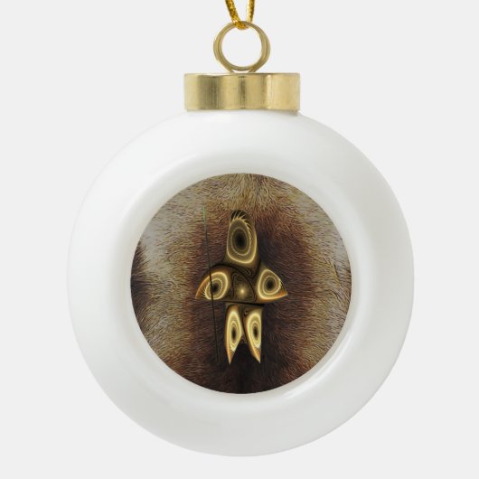 Fractale Inuit Jager Keramische Bal Ornament (Voorkant)