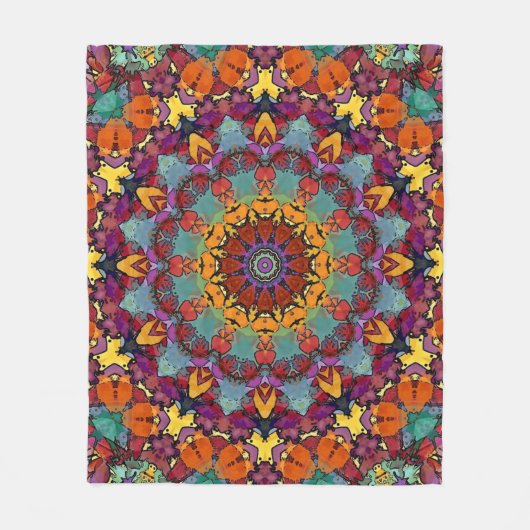 Fractale Kaleidoscoop Mandala Patroon-64351 Fleece Deken (Voorkant)