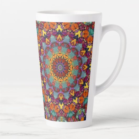 Fractale Kaleidoscoop Mandala Patroon-64351 Latte Mok (Rechts)