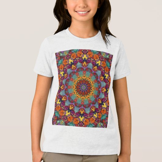 Fractale Kaleidoscoop Mandala Patroon-64351 Tri-Blend Shirt (Voorkant)