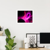 FRACTALE KRULLEN IN FUCHSIA ROZE PAARS Abstract Poster (Thuiskantoor)